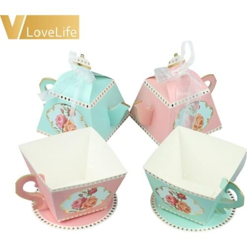 50pcs Party Favor Box Tea Party Decorations Candy Boxes Creative Teapot Candies Gift Bags Boxes Party Favors for Kids
