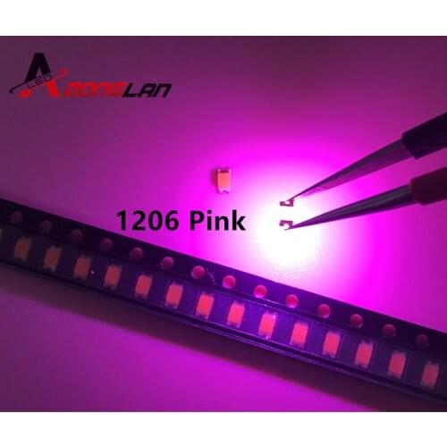 500pcs SMD SMT 1206 Pink Super bright LED lamp light High quality New 1206 SMD LED 3216 PINK 1206 DIODES 3.2*1.6*0.8MM