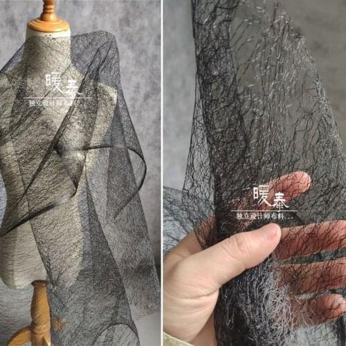Mesh Tulle Fabric Black Irregular Hollow-out Stiff Feel DIY Patchwork Decor Veil Skirt Gown Wedding Dress Lace Designer Fabric