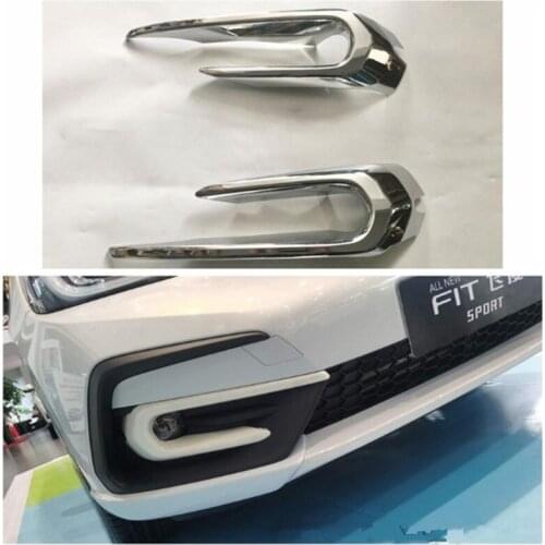 Car Front Fog light Frame Trim Cover Sticker For HONDA FIT 2020 2021 Carbon Fiber ABS Car Styling