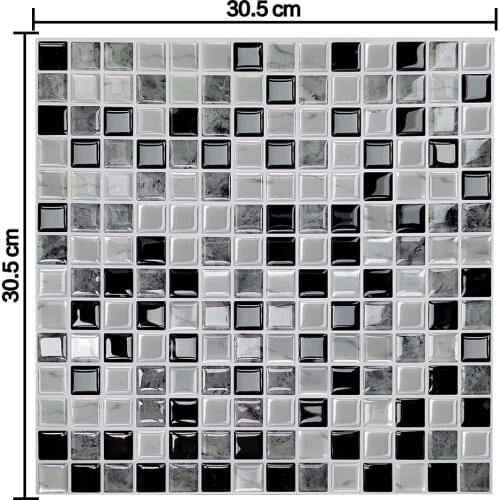 White Gray Marble Mosaic Peel And Stick Wall Tiles Self-Adhesive DIY Kitchen Bathroom Household Wall Decal Sticker Vinyl 3D Stic