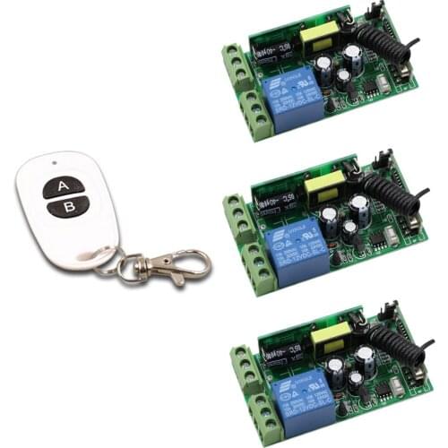 AC 85V 110V 120V 220V 250V 1CH 10A Wireless Remote Control switch 3 *Receivers With Transmitter Light /Lamp/ Window/Garage Doors