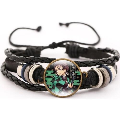 Demon Slayer Anime PU Bracelet Kimetsu No Yaiba Cosplay Bracelet Demon Slayer Kamado Tanjirou Kamado Nezuko Cosplay Accessories
