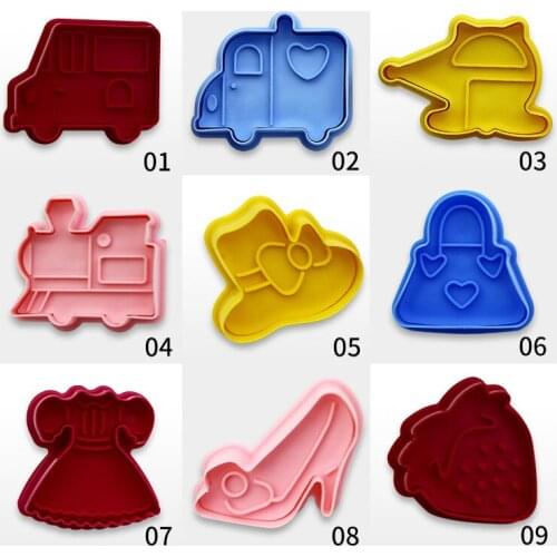 Color 3D Plastic Three-dimensional Biscuit Mould Spring Press Biscuit Mould Cake Mould silicone molds baking accessories