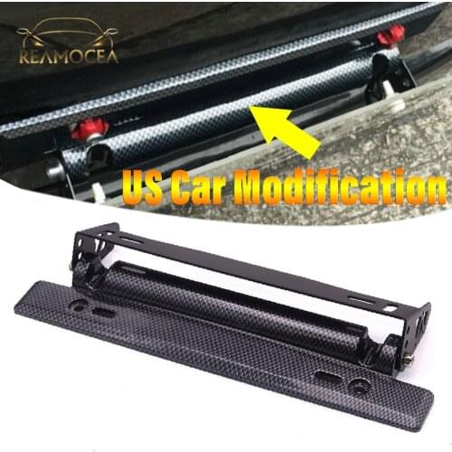 Reamocea Car License Plate Frame Holder Carbon Fiber Racing Number Plate Holder Adjustable Mount Modification U.S. Regulations