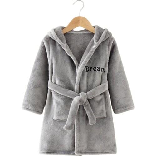 Baby Girls Boys Robes Children Bathrobe Hooded Cap Flannel Robe Pajama Kids Coral Warm Clothes Child Homewear Clothes