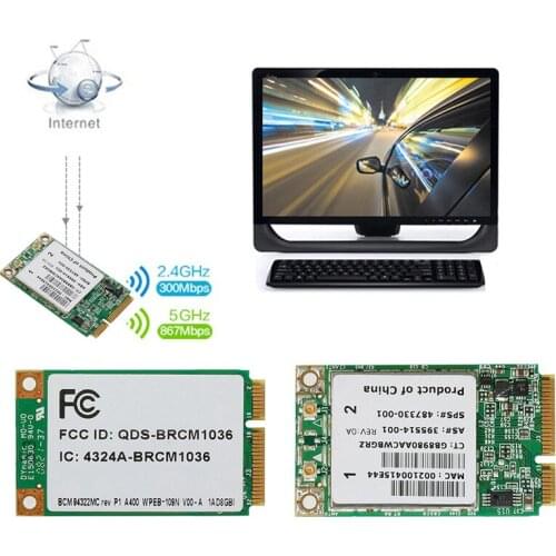 Wireless-N WIFI 300M BCM94322MC Dual Band Mini PCI-E Card For HP SPS:487330-001