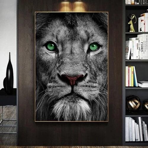 Canvas Painting African Green Eyes Canvas Prints and Posters Black and White Wild Animals Home Decor Wall Art Painting Cuadros