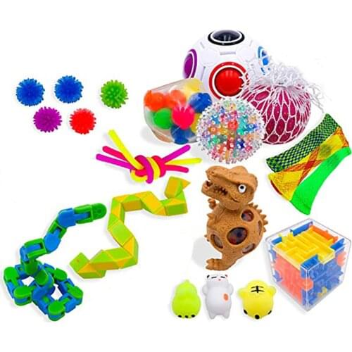 Fidget Sensory Toy Anti Stress Toy Set Pop Bubble Stretchy Strings Mesh Marble Fidget Simple Dimple Toys For Kids Adults