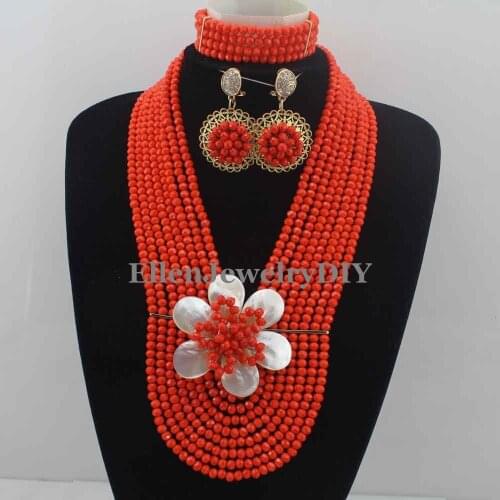 Amazing African nigerian Wedding bridal beads Jewelry Set African style Crystal beaded necklace women Jewelry Set W12013
