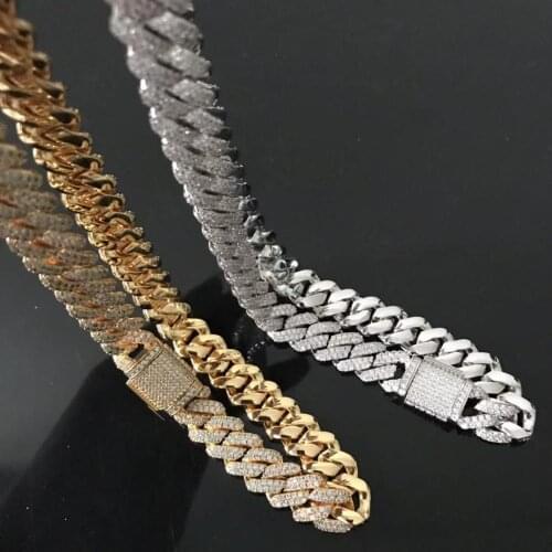 Prong cuban link chain hiphop jewelry