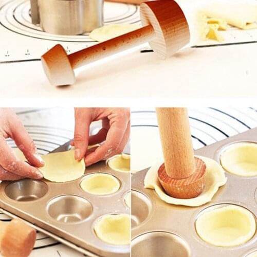 Baking Cake Kitchen Tools Accessories Wooden Egg Tart Tamper Double Side Pastry Cake Pusher Eggtart Mold Baking Tool