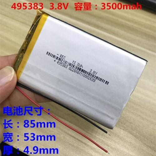 3.8V polymer lithium battery 3500MAH495383 suitable for tablet pc mobile power DYI505585