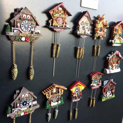 Germany, Austria, Switzerland fridge magnet 3D stereo travel souvenir gift resin house clock magnetic sticker cute home decor