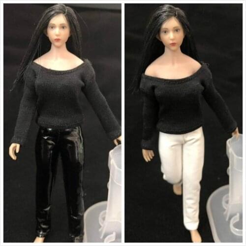 1/12 Scale Female Figures Clothes Leather Black Tights Trousers for 6 Inches TBLeague Action Figures