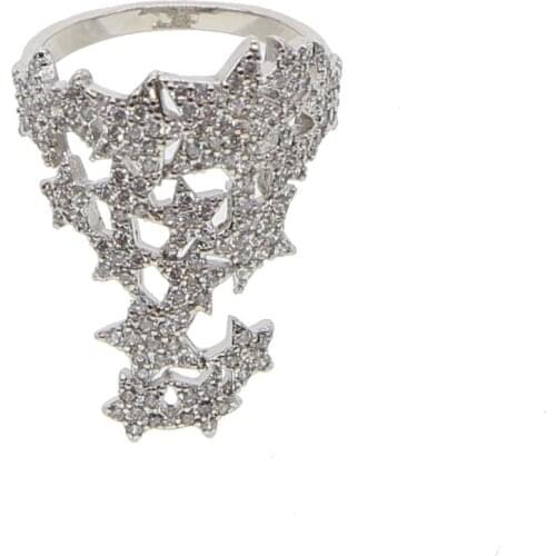 Fashion CZ STAR cluster little finger ring elegant stunning for women party art silver color bling luxury fine jewelry wholesale