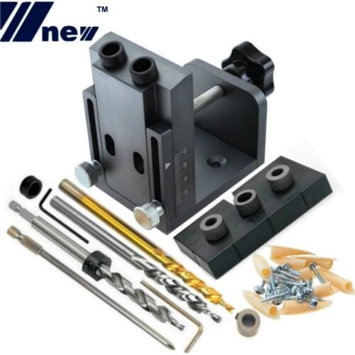 9.5mm Drill Guide Dowel Jig Set Woodworking Joinery Master W/ Drill Sleeve for Carpentry Drilling Pocket Hole Tool Kit