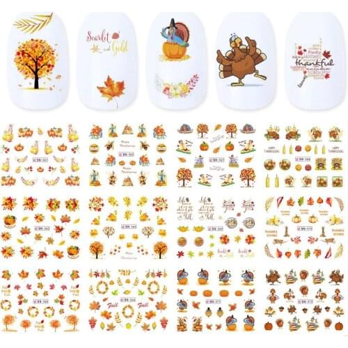 Nail Polish Patch Nail Polish Tips Slider Watermark Animal Nail Stickers Water Transfer Decal Thanksgiving Day Maple