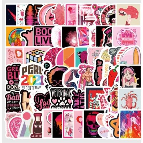 10/30/50PCS/ Red Small Fresh Graffiti Laptop Guitar Motorcycle Luggage Skateboard Bike Waterproof Stickers Wholesale