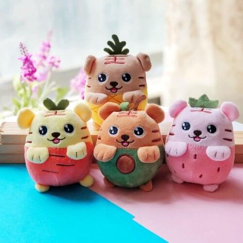 New Fruit happy Tiger Plush Toy Pendant Tiger Year Mascot keychain plush bag bed decoration soft Soothing doll christmase gift