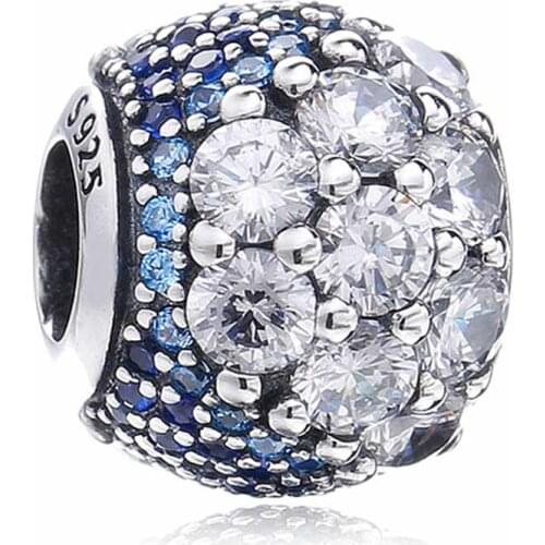 Original Pave Blue Enchanted With Mix Crystal Beads Fit 925 Sterling Silver Bead Charm Bracelet Bangle Diy Jewelry
