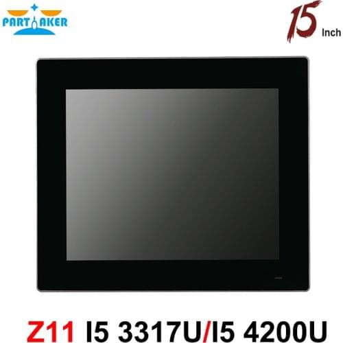Partaker Z11 Industrial Panel PC IP65 All In One PC with 15 Inch Intel Core i5 4200U 3317U with 10-Point Capacitive Touch Screen