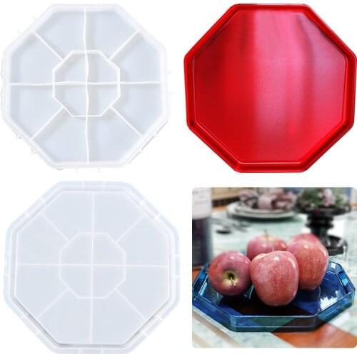 Diy Crystal Epoxy Mold Octagonal Storage Tray Family Decoration Dish Silicone Resin Handmade Model Wholesale