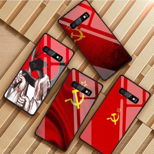 USSR Soviet Emblem Tempered Glass Phone Case For Samsung Galaxy S8 S9 S10 S20 PLUS J8 J6 J4 2018 NOTE 8 9 10 Cover Shell