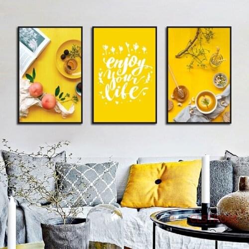 Fresh Poster Minimalist Peach Lemon Tea Canvas Painting Modern Home Decoration Nordic Art Wall Pictures For Kitchen Restaurant