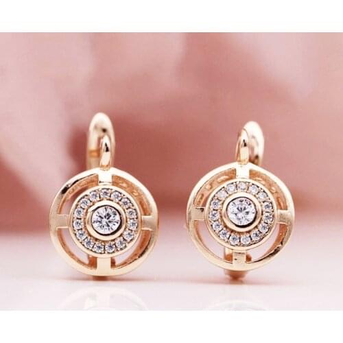 High Quality Fashion Casual Zircon Earrings with Lovely Texture and Beautiful Rose Gold Carved Earrings Mothers Day Gift