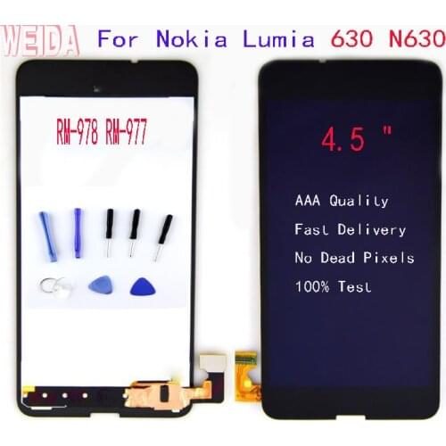 WEIDA 4.5 " For Nokia Lumia 630 RM-977 LCD Display Digitizer Touch Panel Screen Assembly +Frame with Tool N630 RM-978