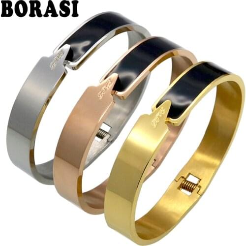 New Luxury Famous Jewelry Pulseira Stainless Steel Love Brand Design Bracelets & Bangles Female Gold Color Bracelets For Women