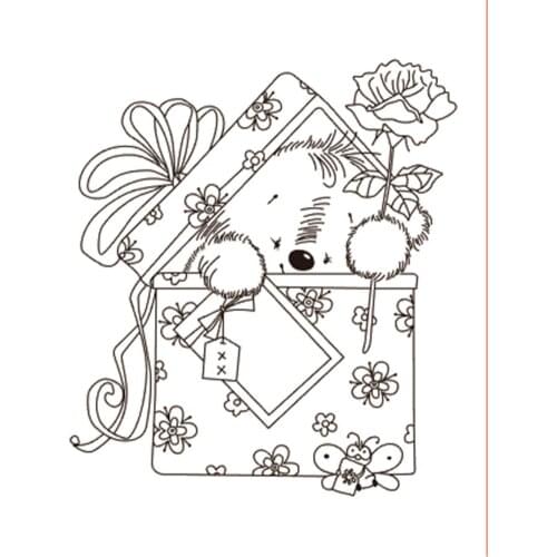 10x8 Bear cub in gift box New Transparent Clear Rubber Stamp Sheet Cling Scrapbooking Photo Album PaperCard DIY Craft