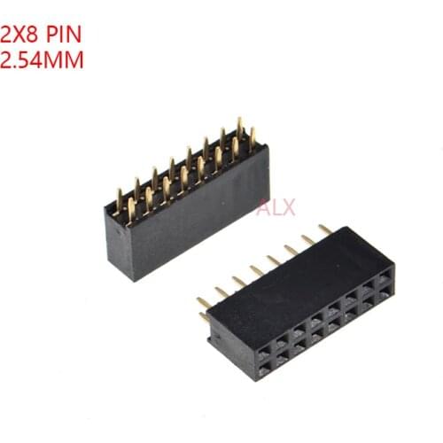 20PCS 2X8 PIN Double row Straight FEMALE PIN HEADER 2.54MM PITCH Strip Connector Socket 2*8 8p 8 PIN 16PIN FOR PCB BOARD
