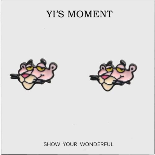 Birthday Gift Enamel stud Earrings Pink Panther Earring for kids