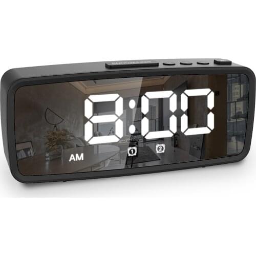 5.1 Inch LED Display Electric Alarm Clock 2 in 1 Desktop Mirror Clock 12/24 Display Switchable Three Brightness Adjustment