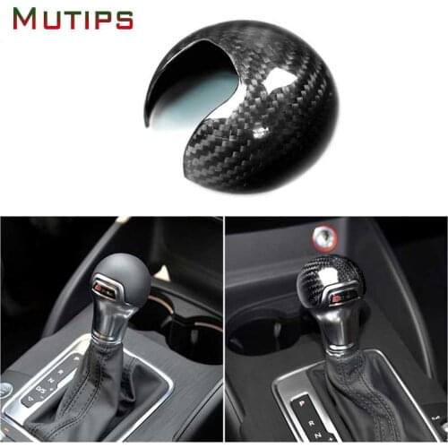 Mutips car gear shift lever head knob cover carbon fiber sticker LHD RHD accessories center console For Audi A3 S3 8V 2013-2019