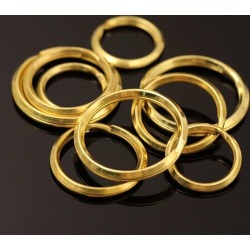 Solid Brass Split Rings Double Loop Keyring 20/25/30mm Keychain Keys Holder bag hook Connector DIY Leather Craft hardware