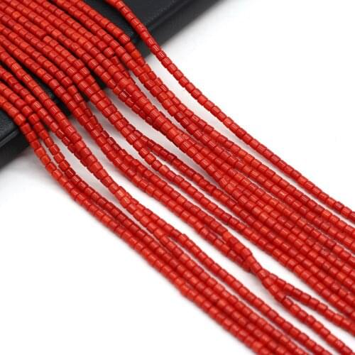 Top Quality Natural Coral Beads Small Loose Cylindrical Bead for Jewelry Making Women Necklace Bracelet Accessories 3x3mm