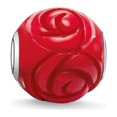 Red Enamel Rose Karma Beads, Thomas Style DIY Beads 925 Sterling Silver Ts Jewelry Accessories Fit Bracelet Necklace for Women
