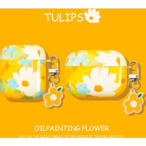 Fundas for AirPods Pro Case Korean Flower Cute Flower Pendant Keyring Headphone Case for Air Pods 3 Pro Soft Earphone Cover