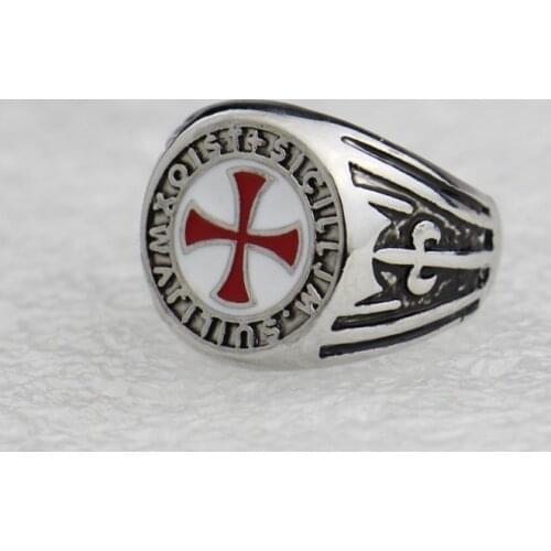 DCARZZ Wedding Rings Stainless Steel Cosplay Gamer Rings Fashion Jewelry Templar Cross Enamel Ring for Women/Men Gift