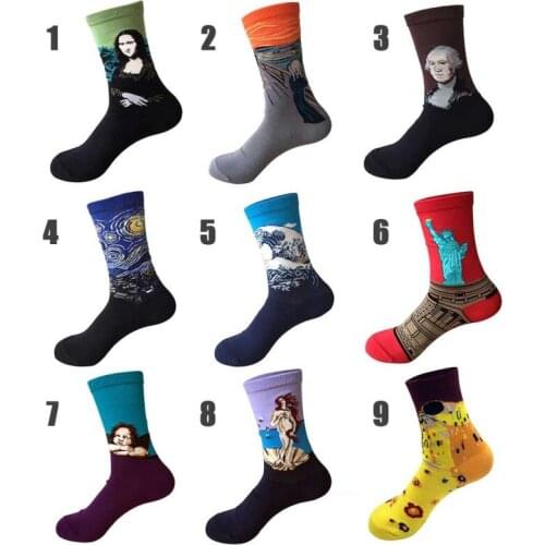 Cotton Art Oil Painting Personality Socks Harajuku Washington Davi Male Female Cupid Retro Style Women&Men Socks