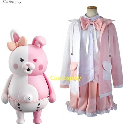 Anime Comic Danganronpa 2:Goodbye Despair Monomi Cosplay Costume Fron White Rabbit Uniform Clothes Suit Dresses Women Cute Suits