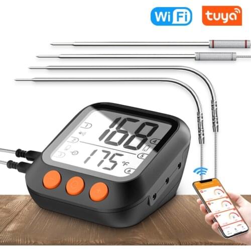 Kitchen Tuya Bluetooth-compatible Stainless Steel Probes Digital LCD Outdoor Meat Thermometer BBQ Oven Water Temperature Measure