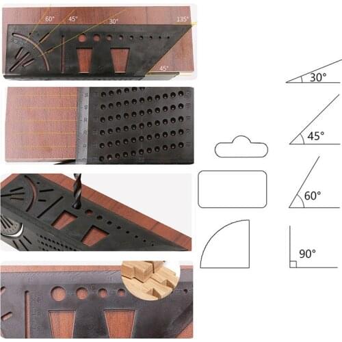 Wood Working Ruler 3D Mitre Angle Measuring Vertical Angle Measuring Ruler Woodworking Scribe Gauge Square Size Measure Tool