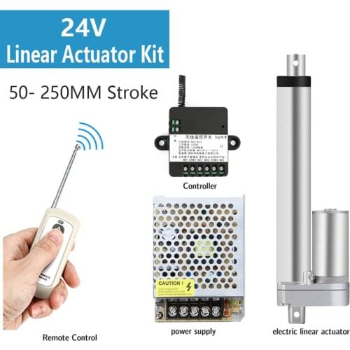 Linear Actuator Kit 24V Electric Linear Actuator with RF Remote Control And Power Supply Linear Actuator Controller 30W 2.5A