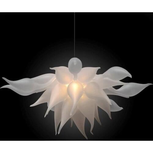 Frosted White LED Pendant Lamp Hand Blown Glass Chandelier Modern Wedding Home Decorative Crystal Chandeliers Light 28 Inches