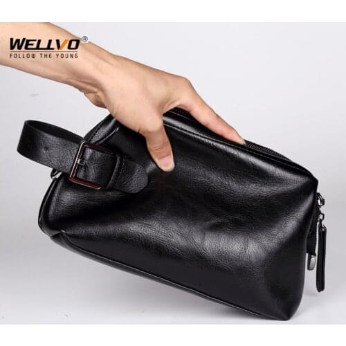 Men Business Clutch Bag Wallet Credit Card Holder Coin Pocket Cell Phone Purse Pouch Outdoor Portable Leather Handbag CaseXA222C