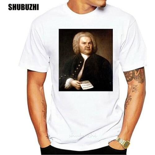 Tshirt Homme Male Short Sleeve Cotton Clothes Tees Tops J.S. Bach Classical Music Baroque Composer Screen Printing T Shirts